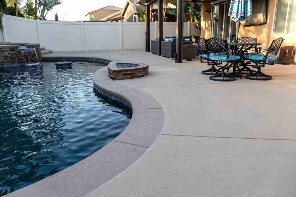 beautiful pool deck complement to patio